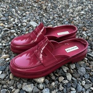 Hunter Backless Gloss Penny Slip On Loafer Mules Rose Pink Size 5 Women’s